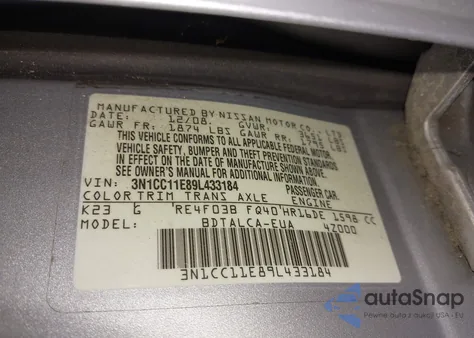 2009 Nissan Versa 1.6 from USA, damaged, VIN 3N1CC11E89L433184